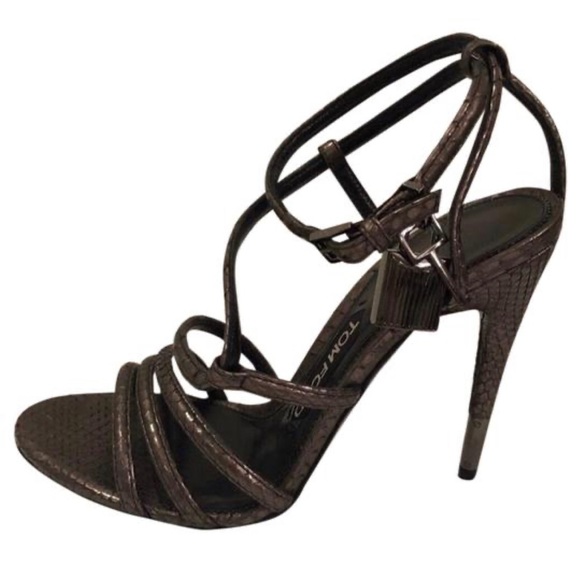 Tom Ford Pewter reptile skin padlock pumps 37 - Picture 4 of 4